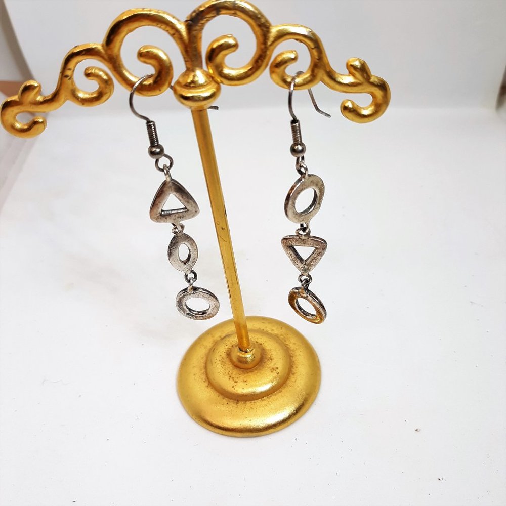 Solid Silver Dangle Earrings-Handcrafted, French … - image 2